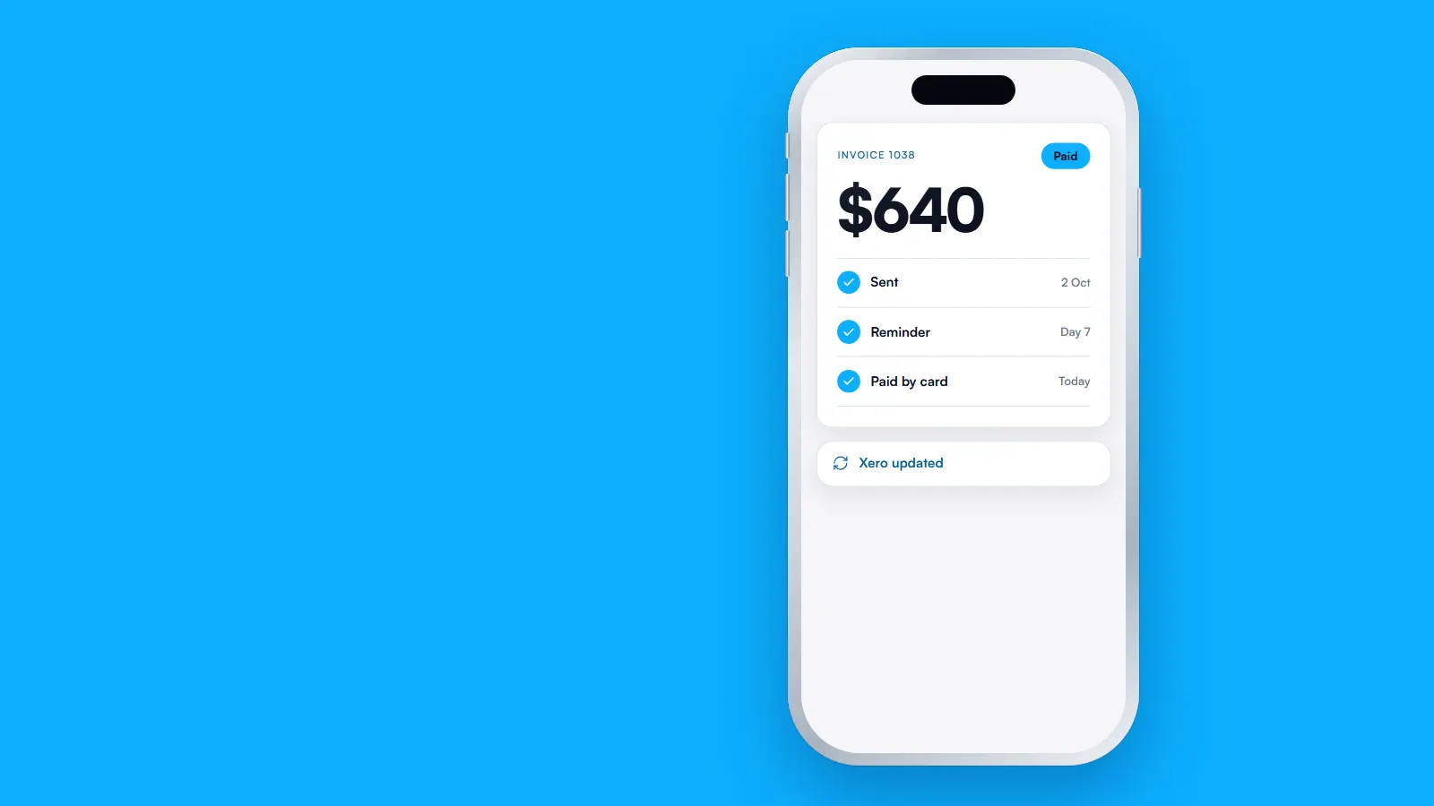 Invoice 1038, $640, paid